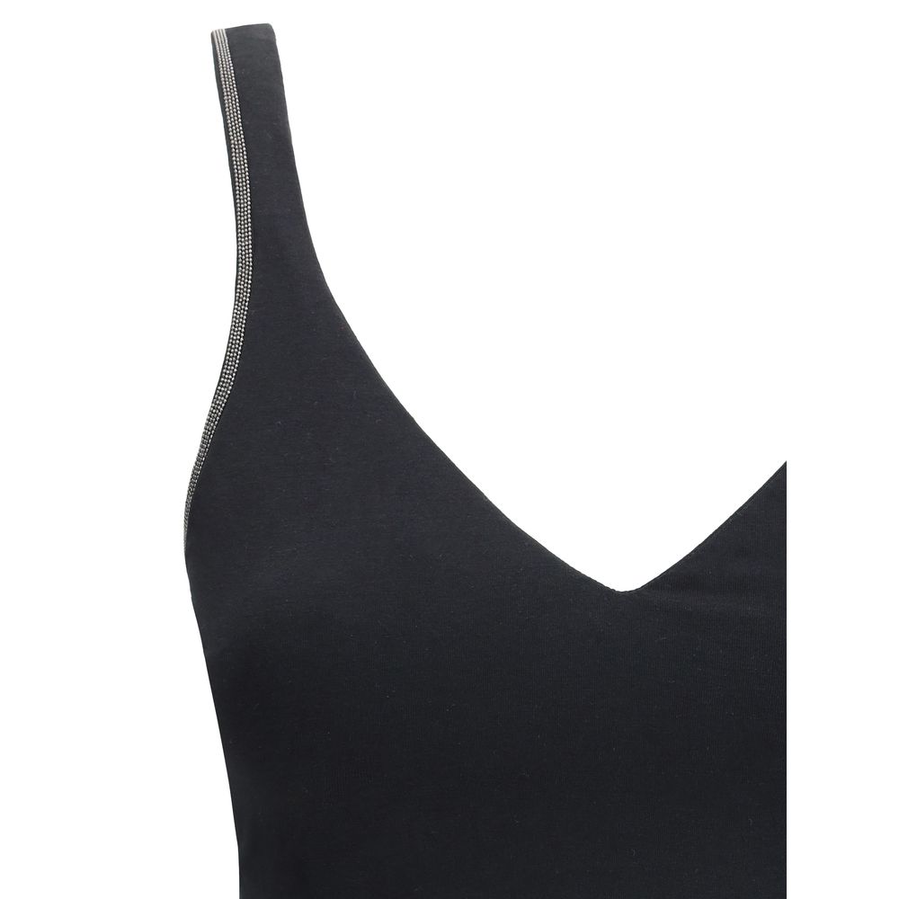 Black Cotton Sleeveles T Shirt