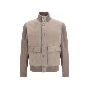 Beige Calf Leather Bos Taurus Full-Length Jacket