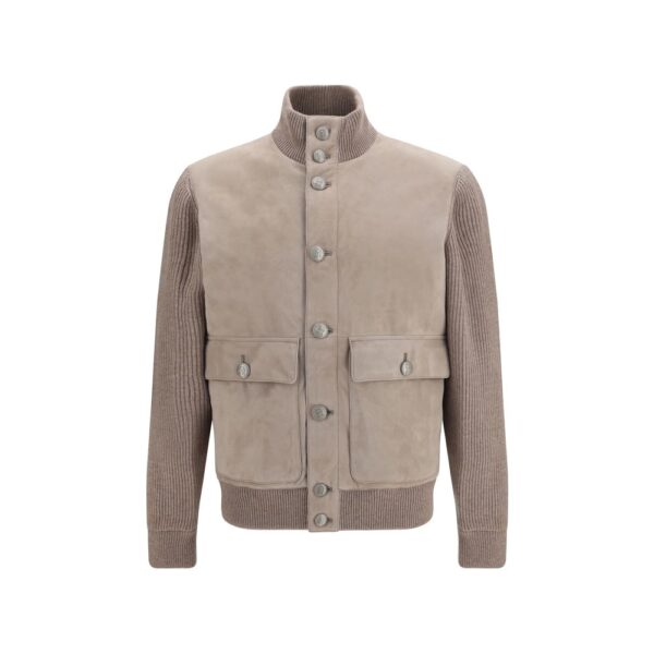 Beige Calf Leather Bos Taurus Full-Length Jacket