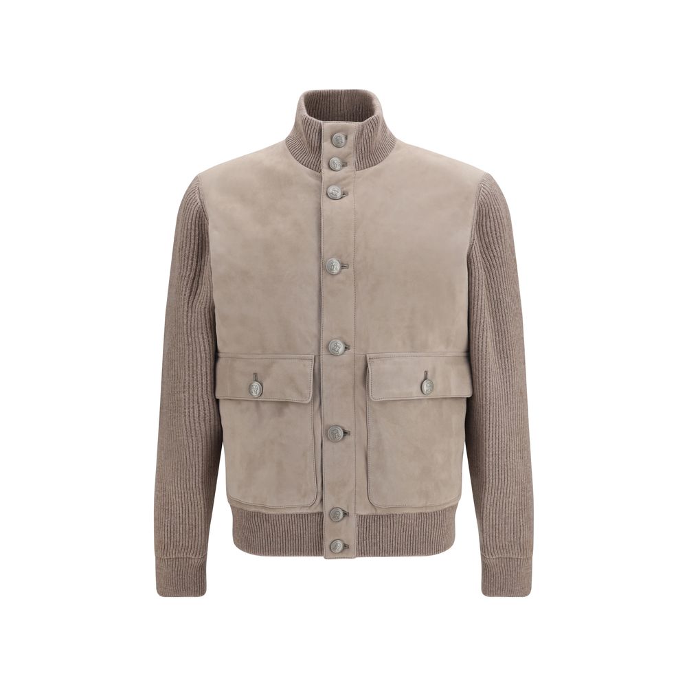 Beige Calf Leather Bos Taurus Full Length Jacket