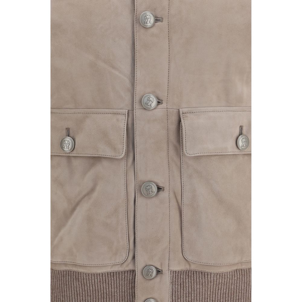 Beige Calf Leather Bos Taurus Full Length Jacket