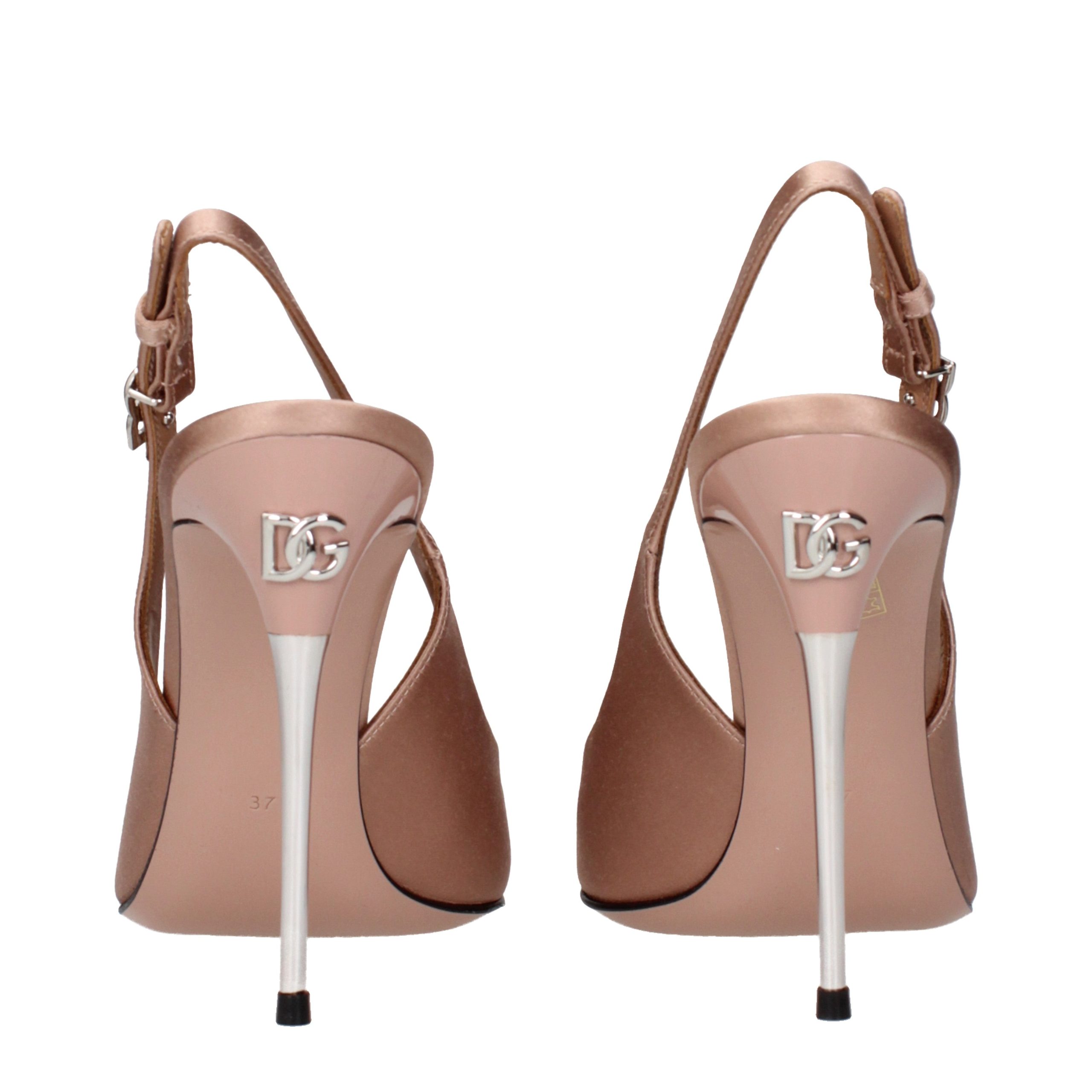 Beige Satin High Heel Pumps