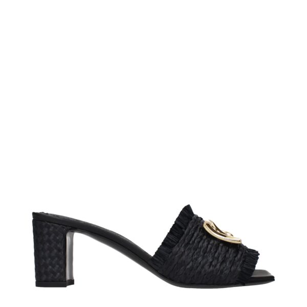 Black Raffia Platform Sandals