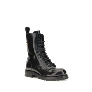 Black Calf Leather Bos Taurus Lace Up Boots