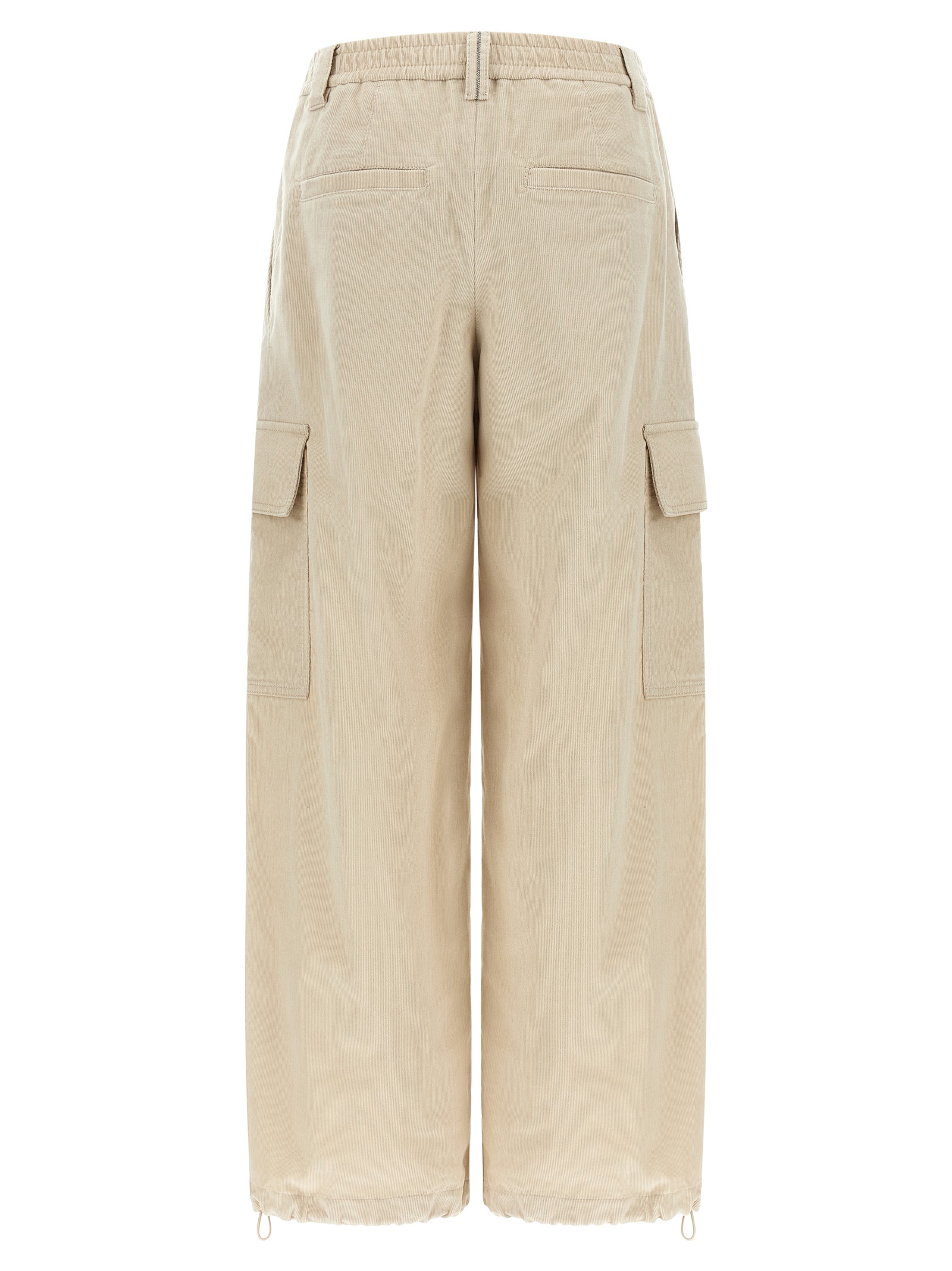 Beige Cotton Cargo Pants