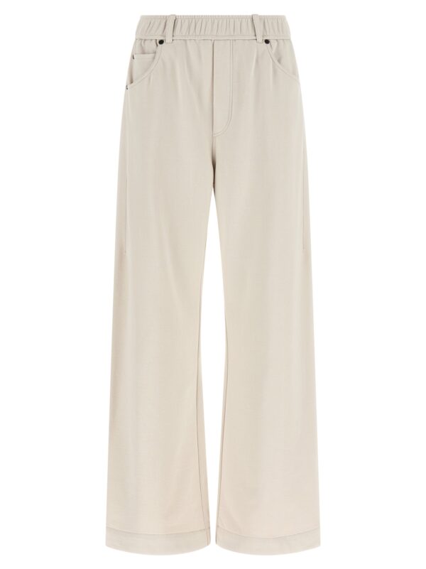 Beige Cotton Athletic Pants