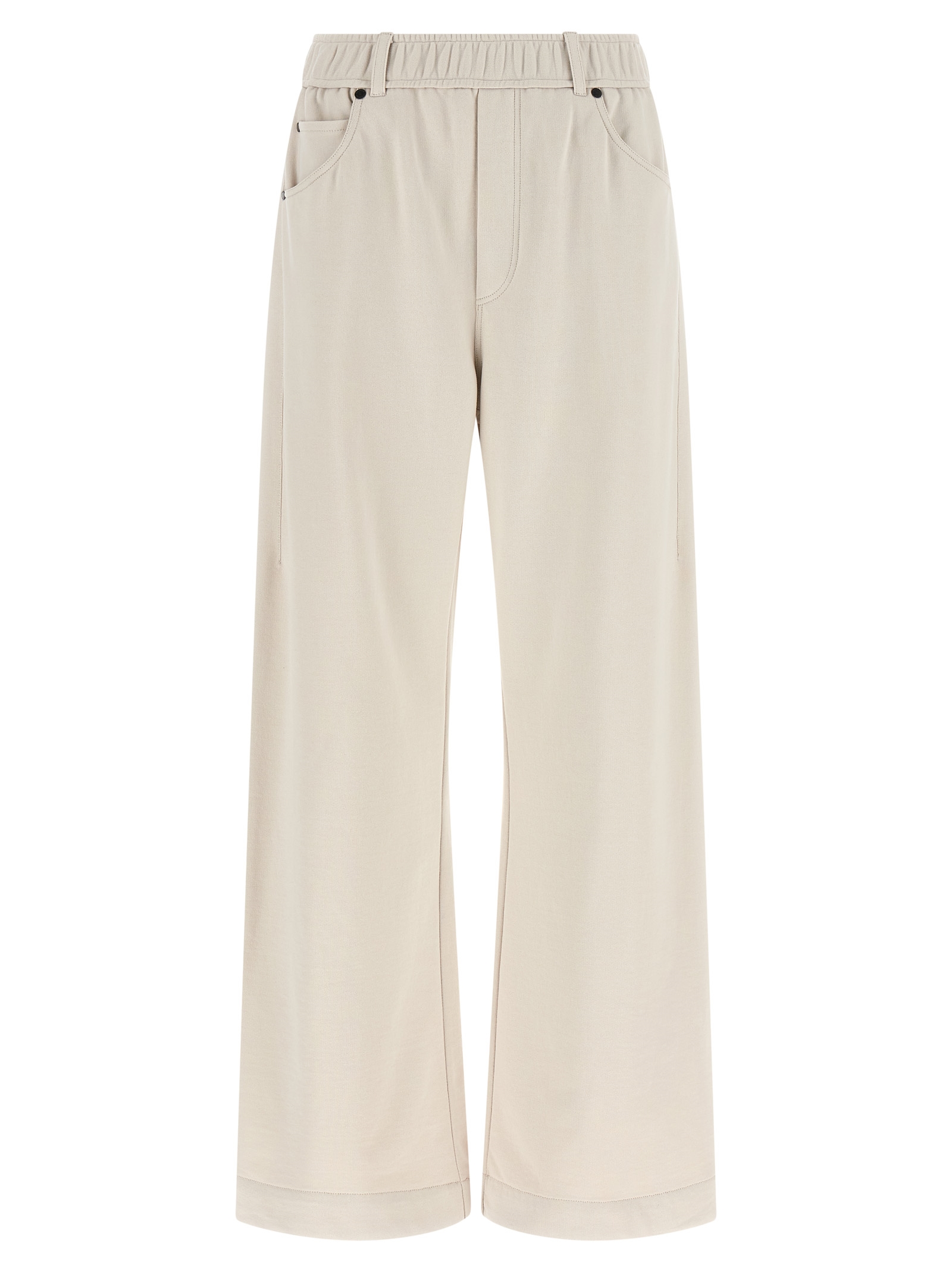 Beige Cotton Athletic Pants
