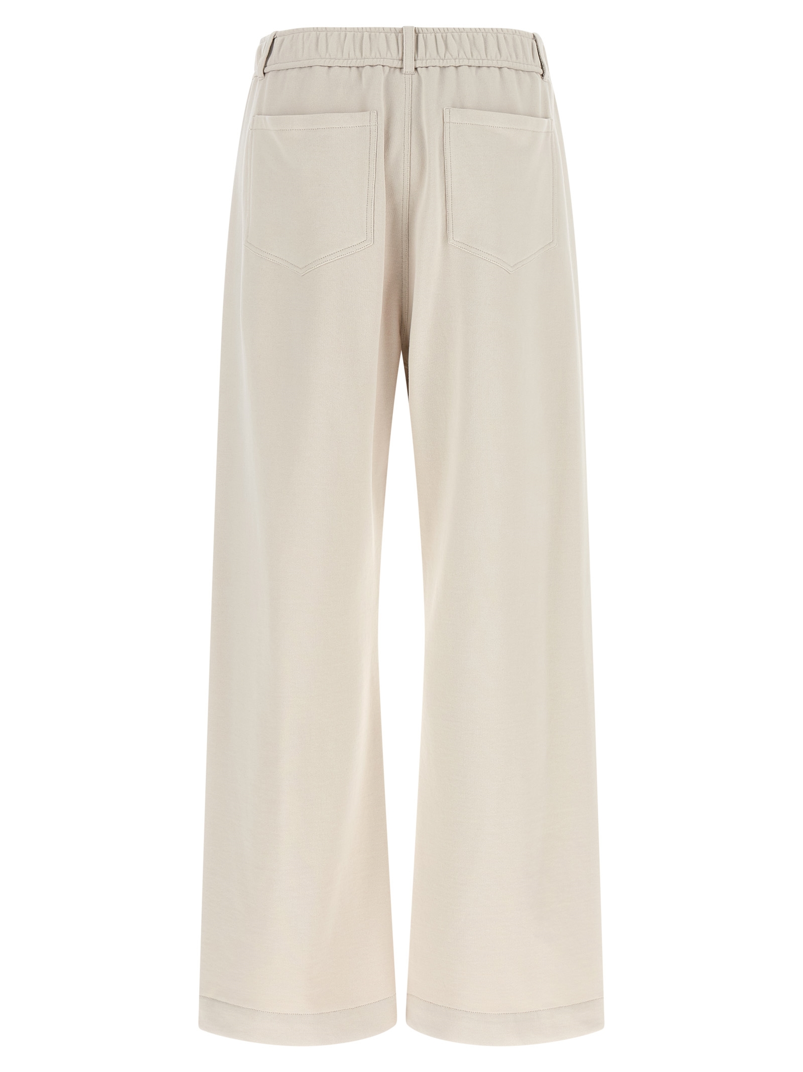 Beige Cotton Athletic Pants