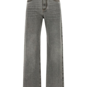 Gray Cotton Straight Leg Jeans