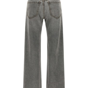 Gray Cotton Straight Leg Jeans