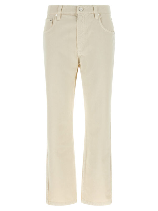 Beige Cotton Straight-Leg Jeans
