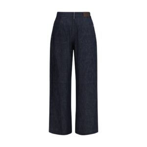 Blue Cotton Casual Pants