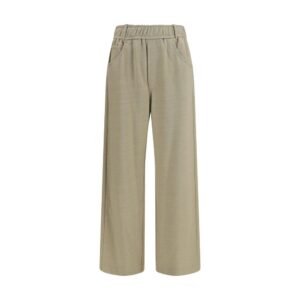Beige Cotton Casual Pants