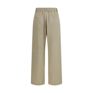 Beige Cotton Casual Pants