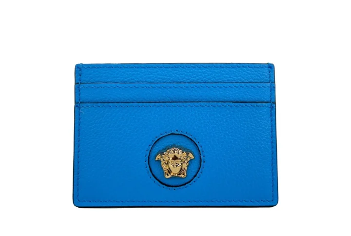 Versace La Greca Pineapple Multicolor Signature Coated Canvas Card Case Wallet