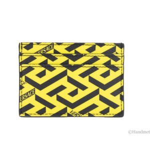 Versace La Greca Pineapple Multicolor Signature Coated Canvas Card Case Wallet