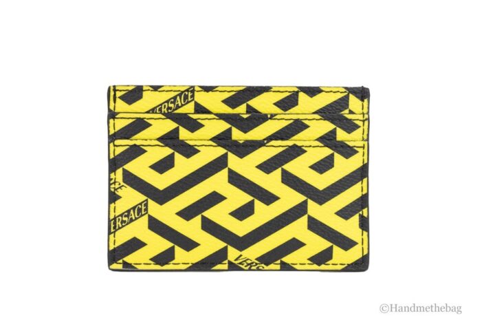 Versace Mini Medusa Blue Grainy Leather Slim Card Case Wallet