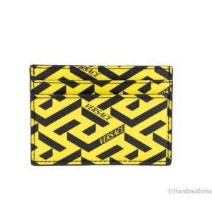 Versace La Greca Pineapple Multicolor Signature Coated Canvas Card Case Wallet