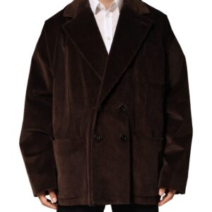 Brown Double Breasted Corduroy Blazer Jacket
