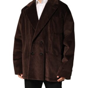 Brown Double Breasted Corduroy Blazer Jacket