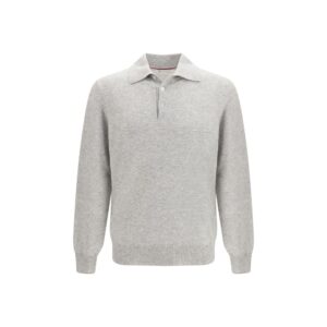 Gray Cashmere Polo Shirt