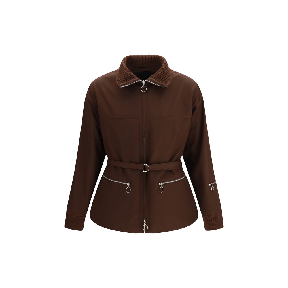 Brown Polyester Full Length Jacket