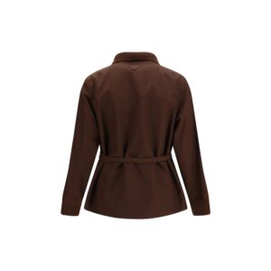 Brown Polyester Full Length Jacket