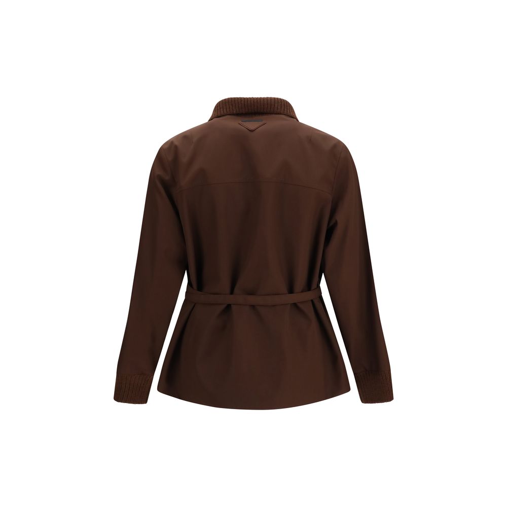 Brown Polyester Full Length Jacket