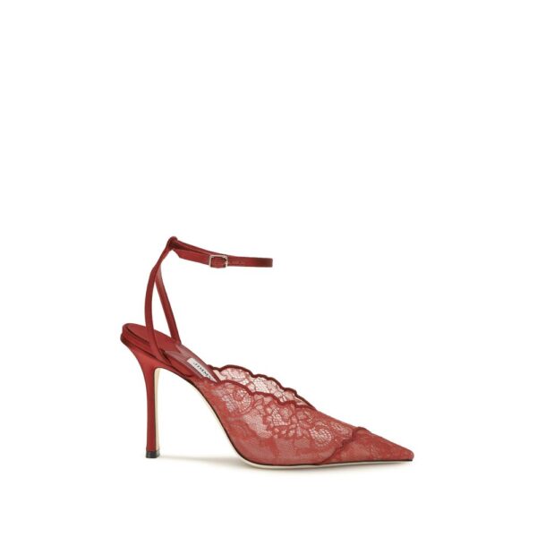 Red Fabric High Heel Pumps