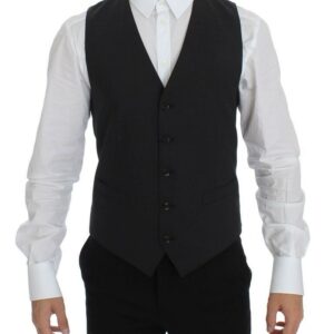 Gray Wool Stretch Dress Blazer Vest