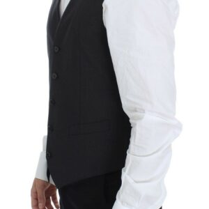 Gray Wool Stretch Dress Blazer Vest