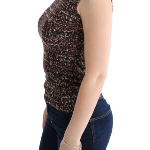 Multicolor Print Knit Top Wool T shirt