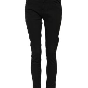 Black Cotton Skinny Mid Waist Denim Jeans