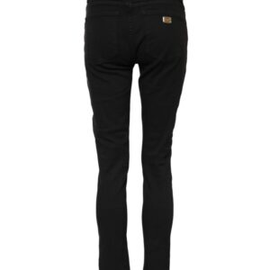 Black Cotton Skinny Mid Waist Denim Jeans
