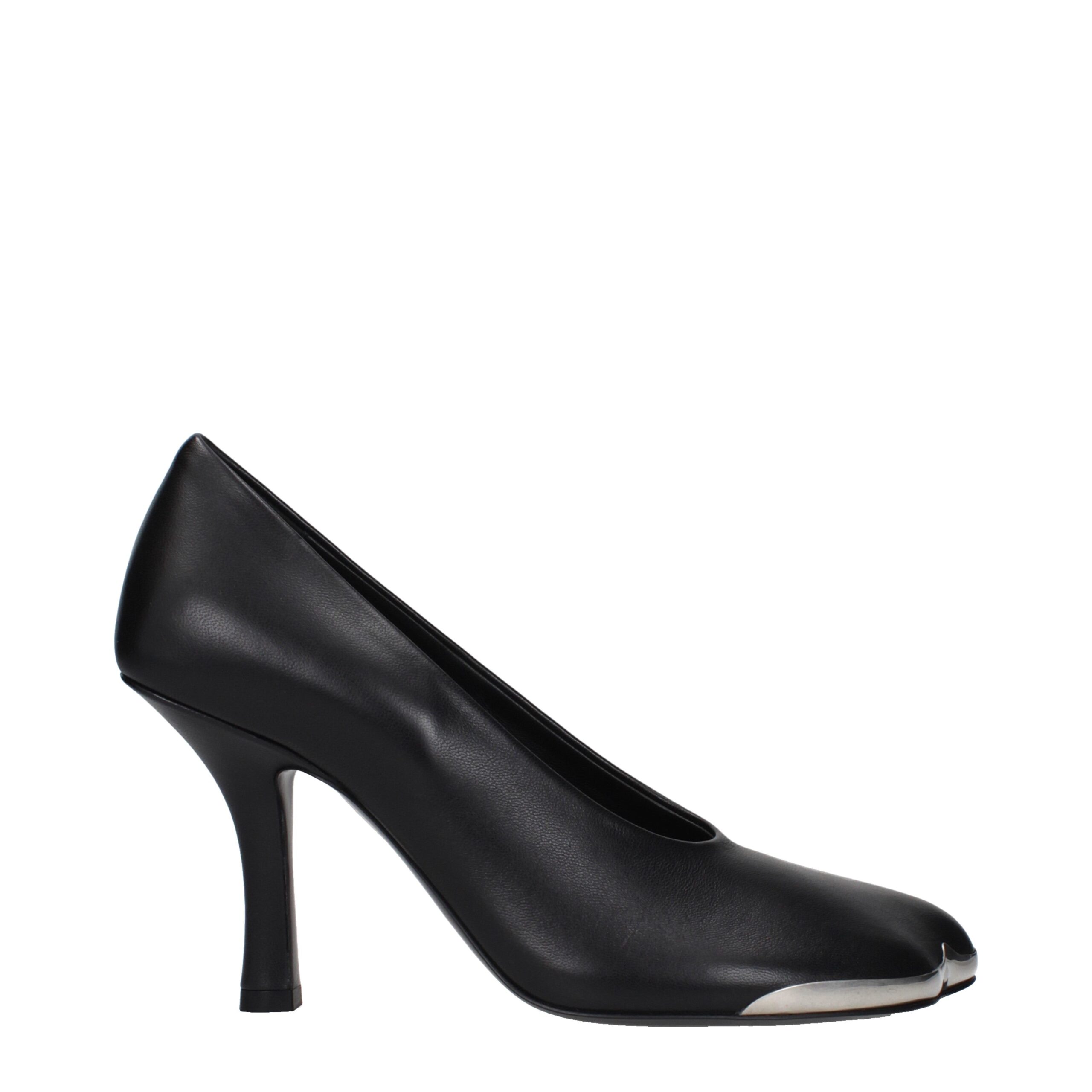 Black Leather High Heel Pumps