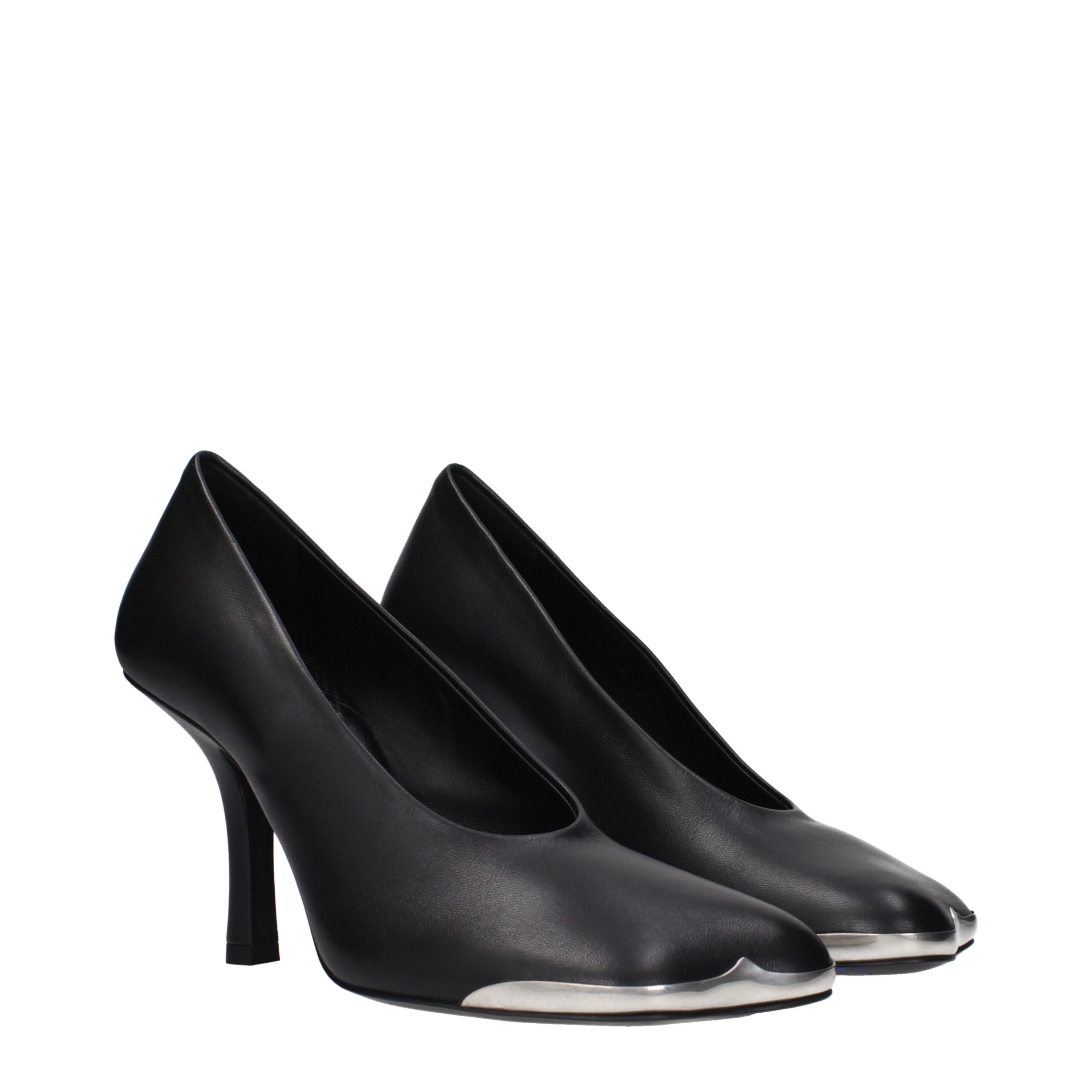 Black Leather High Heel Pumps