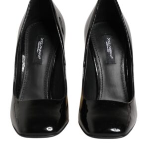 Black Gold Patent Leather Logo Heels Pumps Shoes