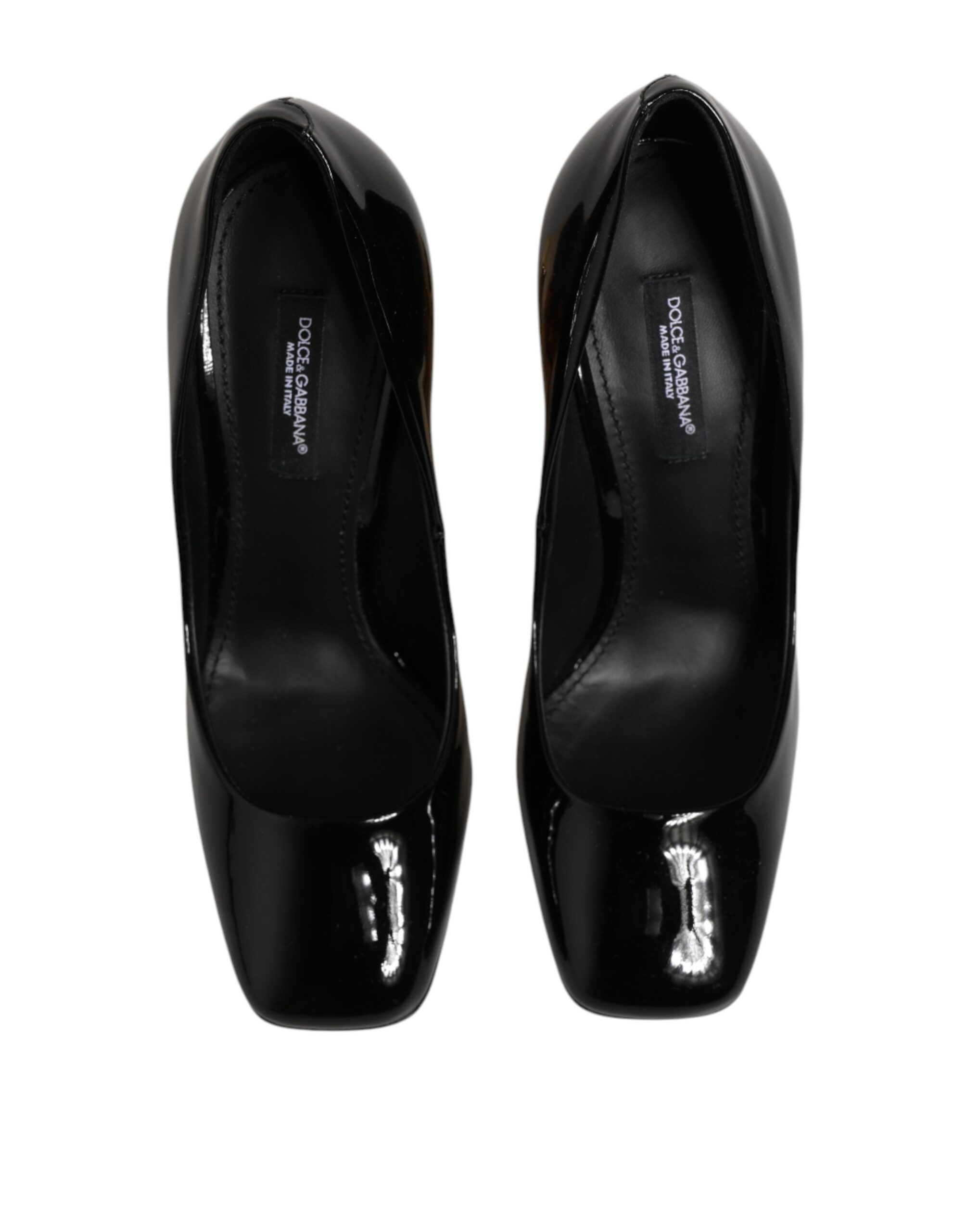 Black Gold Patent Leather Logo Heels Pumps Shoes